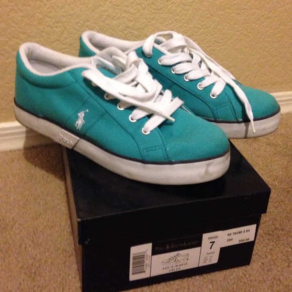Turquoise Polo Tennis Shoes. Size is in Boys