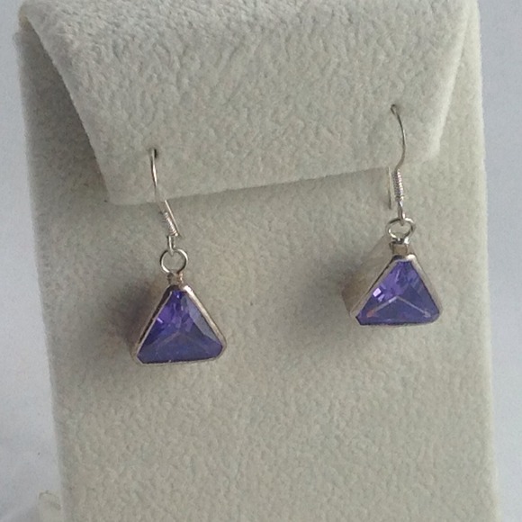 Custom Jewelry - Genuine Amethyst Trillion Earrings