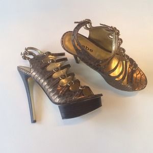 Gold Bebe platform sandals