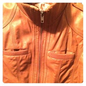 Nutmeg colored leather jacket