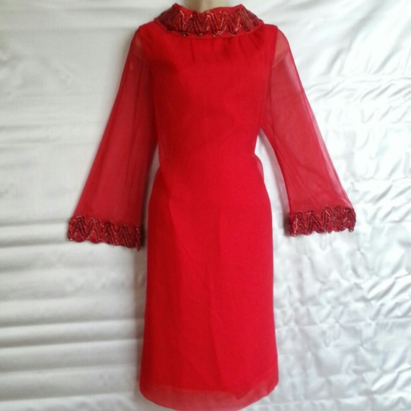 Vintage Red Hot Cocktail Dress By Saba of Calif.