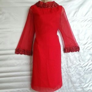Vintage Red Hot Cocktail Dress By Saba of Calif.