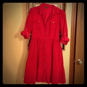 Anthropologie Red Corduroy Dress AS SEEN ON GLEE!