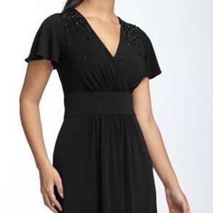 Calvin Klein Cap Sleeve Jewel Trim Dress Black XS