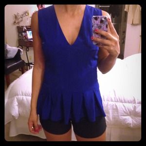 Vneck Woven Peplum Top