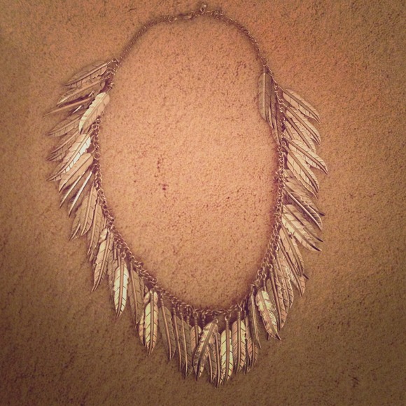 Silver feather necklace