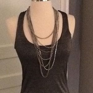 Silver bling layer necklace/ layered F21 necklace