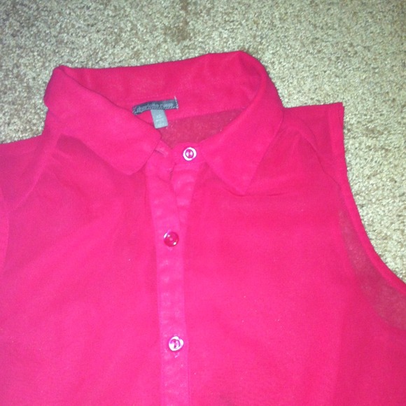 Sheer pink button up - Picture 2 of 2