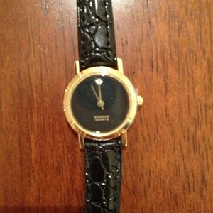 🔥FLASH SALE🔥NWOT Blk & Gold Diamond Watch