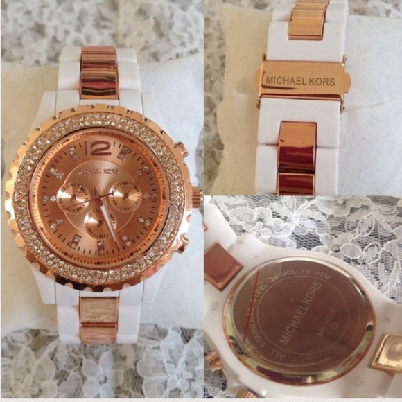 Mk watch white n rose gold