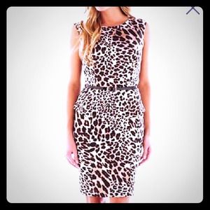 Leopard print Peplum Dress/Ring.Pendant.