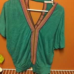 Teal green tribal shirt