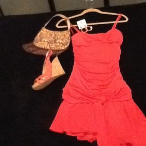 Fun flirty coral asymmetrical dress