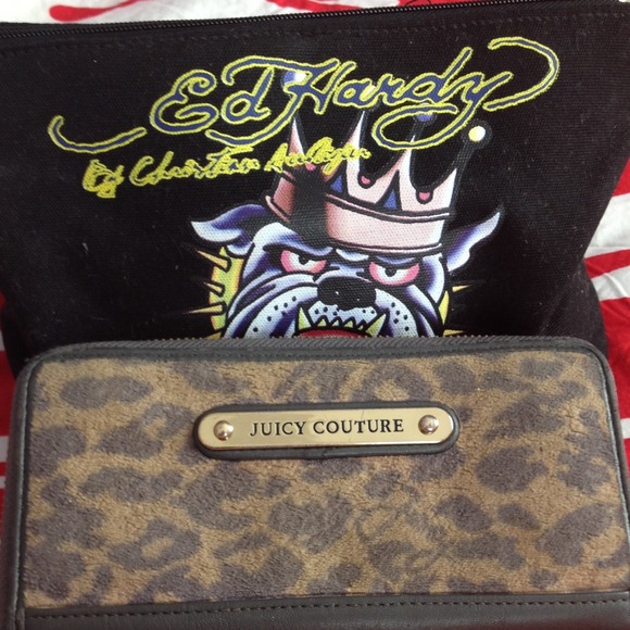 Authentic juicy wallet and ed hardy travel bag