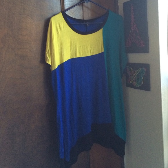 Chic B.L.E.U. Dress shirt tunic Colorblock blue