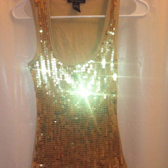 Gold Sequins Tank Top (Size Small)