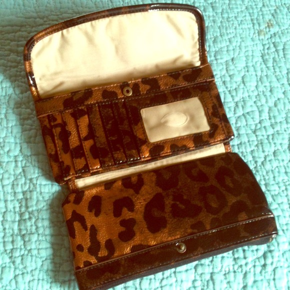 Glossy leopard print wallet
