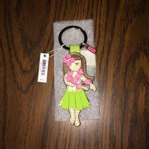 RARE NWT Coach hula girl key chain fob leather