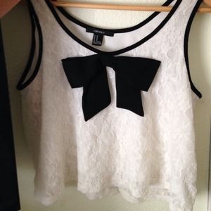 Cropped Top Dressy Shirt w/ Bow