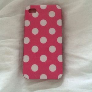 Iphone 4/4S polka dot pink and white case