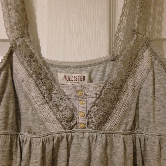 Laced tank with buttoned bib - heather grey - Picture 2 of 3
