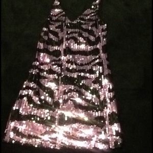 Black and light purple sequin front dress
