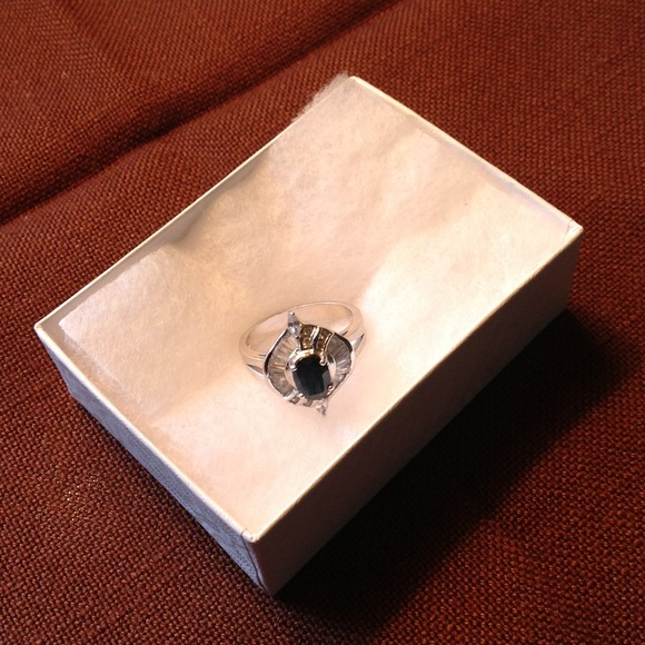 Sapphire and White Topaz Ring