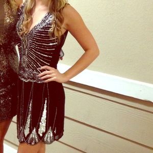 Black and silver flapper dress