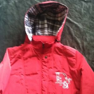 Satiny red/orange jacket from Korea. Never worn! Satiny red/orange jacket from Korea. Never worn!