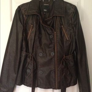 Mossino faux leather brown jacket
