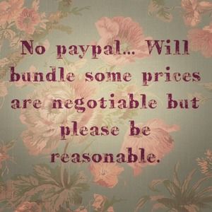 No paypal accepted...