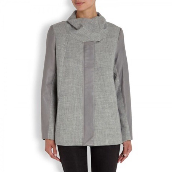 MAKE ME ANOFFERπ₯HELMUT LANG GREY LEATHERTRIM COAT - Picture 3 of 4