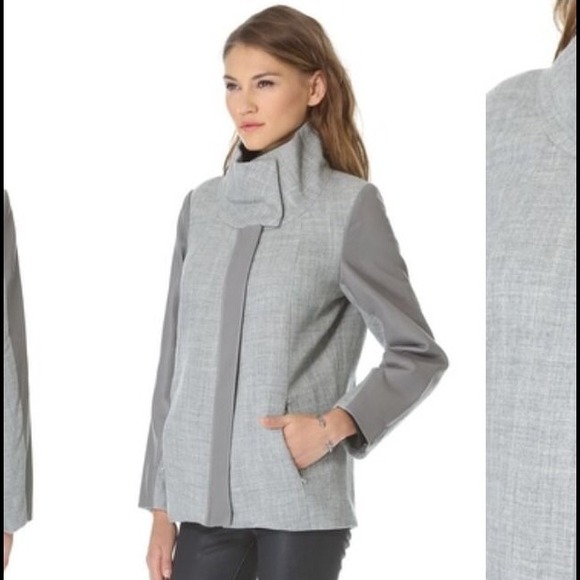 MAKE ME ANOFFERπ₯HELMUT LANG GREY LEATHERTRIM COAT - Picture 4 of 4