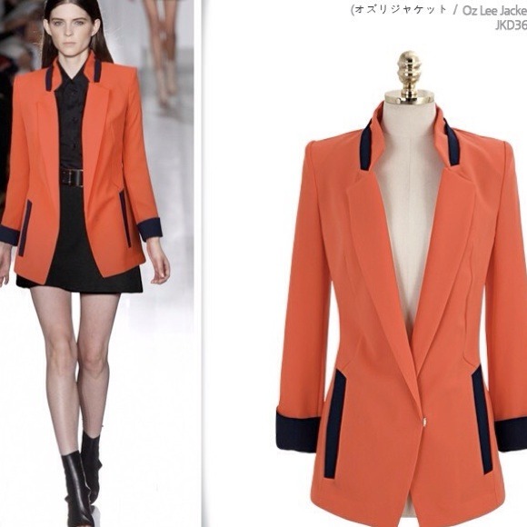 Red/Orange Blazer With Black Trim