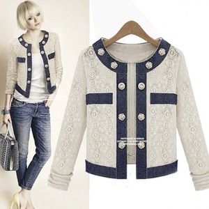 Ivory and Blue Lace Jacket