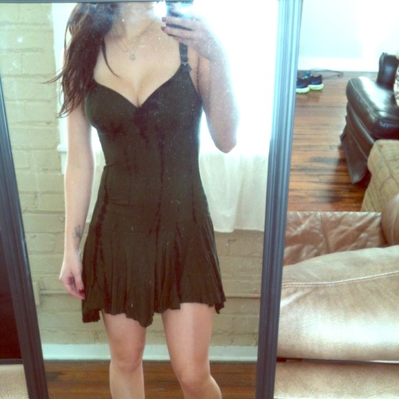 Olive Kill City dress with leather straps