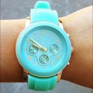 Teal and gold watch