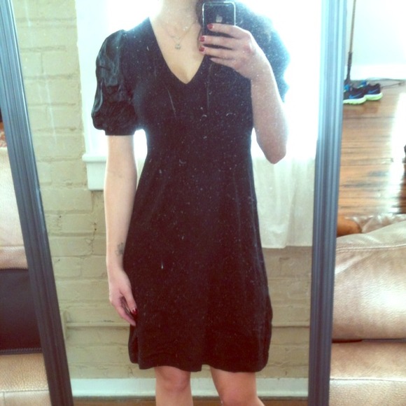Black BCBG dress with satin puffed sleeves
