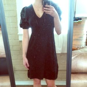 Black BCBG dress with satin puffed sleeves