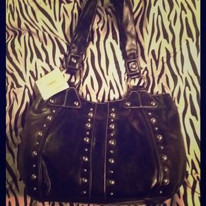 Black stud handbag