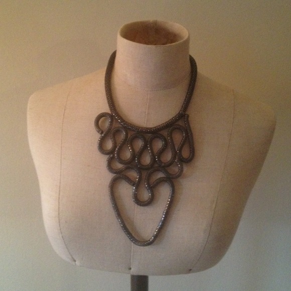 Unique grey metal necklace