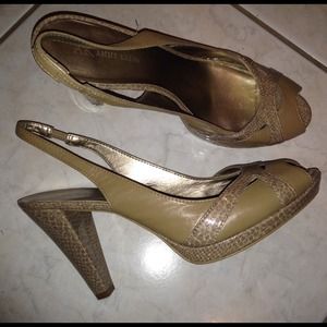 Tan and brown leopard heels