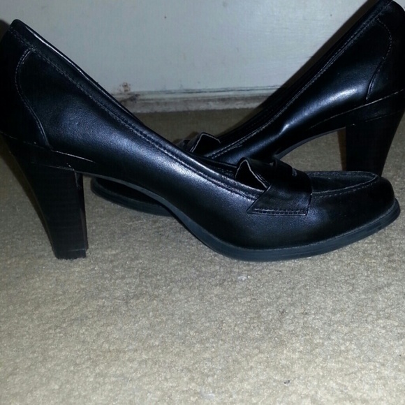 Black leather heels