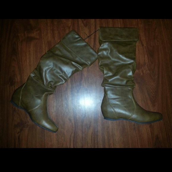 Brown leather boots