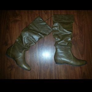 Brown leather boots