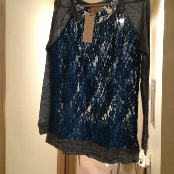 ** Sold-Bundled** Blue Lace Sweater