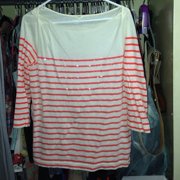 Jcrew Long Sleeved Striped and Sequin Shirt
