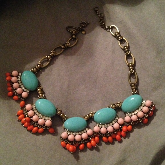 J crew turqouise beaded bobble necklace