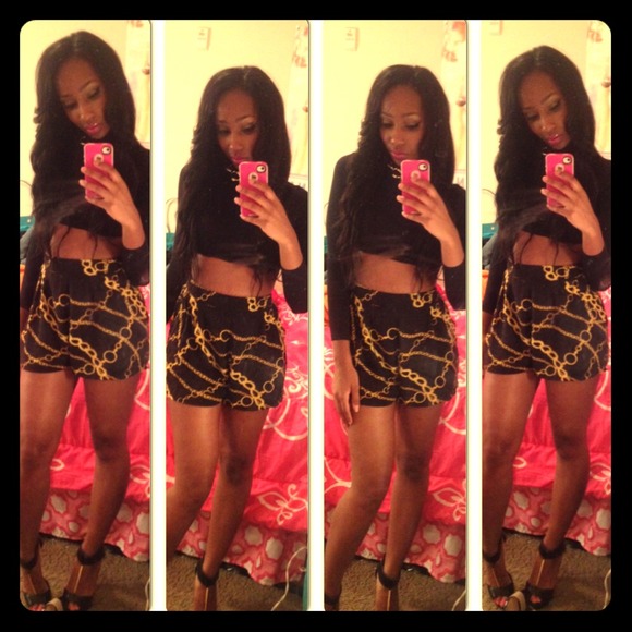 Black & Gold Chain Shorts