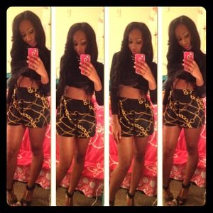 Black & Gold Chain Shorts